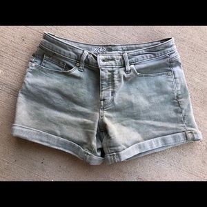Olive green denim shorts